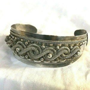 Vintage Etruscan Sterling 950 Cuff Bracelet Signed